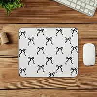 Tapis de souris en caoutchouc antidérapant lavable de style anime mignon de qualité supérieure, avec bord cousu, design nœud noir, 9,25x7,75x0,12 pouces, pour usage au bureau