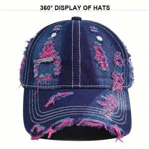 Casquette de baseball non structurée 6 panneaux de haute qualité, style designer, avec logo personnalisé, effet vieilli, inspirée du sport et du hip-hop, 100% coton, avec image - Product Image 4