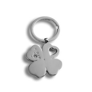 Wholesale Four <b>Leaf</b> Clover Metal Heart Key Chain Diamond Crystal Rhinestone Keychain for Girls - Product Image 2