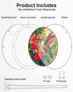 ชุดประกอบตกแต่งหน้าต่างอะคริลิครูปนกฮัมมิงเบิร์ดสีเขียวมรกต 83 ชิ้น, ของตกแต่งแขวนหน้าต่างทรงกลม, ชุดประกอบ DIY, ปริซึมสีรุ้ง - Product Image 6