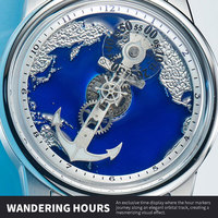 Montres personnalisées OEM avec logo, montre mécanique 8215 automatique à heure sauteuse, cadran émaillé ancre nautique