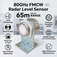 Capteur de niveau d'eau hydrologique radar FMCW 80 GHz en acier inoxydable RS485, mesureur de distance sans contact 65 m pour rivière, lac, réservoir