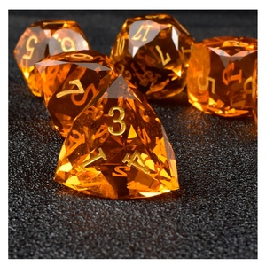 Màu Nâu đá quý lăng kính thủy tinh khắc DND Dice Set, cạnh sắc nét đa diện xúc xắc pha lê, 7 cái Set với kim loại hộp thiếc gói - Product Image 2