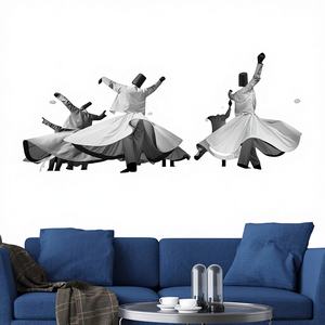 Panel de Lienzo Impreso con Diseño de Derwís, Arte Decorativo Islámico Elegante para Decoración del Hogar, Enmarcado para Colgar - Product Image 1