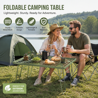 Table de camping pliante en maille avec plateau détachable pour pique-nique en plein air, cuisine en extérieur, cadre en acier, résistante à la chaleur, légère et compacte