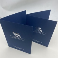 Carpeta de Presentación de Cartulina Azul Marino Reciclada, Impresión Personalizada con Lámina Plateada, Carpeta Corporativa para Oficina