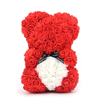 Hflora Factory Vente en gros de roses en PE pour cadeau de Noël, ours en roses, ours en peluche avec roses, ours en roses réaliste