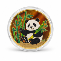 Pièce de monnaie commémorative Panda géant 2026 en métal plaqué or couleur 3D avec boîtier de présentation en acrylique
