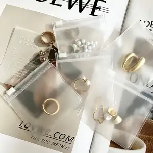 Customized piccola confezione di gioielli con Zip borsa di plastica opaca con cerniera per orecchini con Logo riutilizzabile in PVC Mini borsa a chiusura lampo