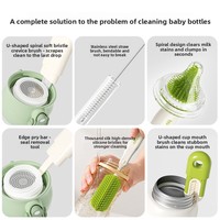 OEM ODM Brosse à biberon multifonctionnelle portable en silicone et acier inoxydable avec poignée pour le nettoyage des tétines et des biberons