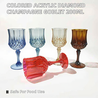Verres à vin en plastique transparent bleu style vintage, sans BPA, réutilisables, 220 ml, incassables, pour mariage, banquet, fête, bar