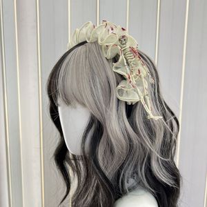 Daimai Halloween Party Supplies Skull White Black Lace Hairband Vampire Skeleton Halloween Decorations Headband - Product Image 2