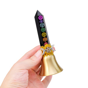 Varita <span class=keywords><strong>de</strong></span> Cristal <span class=keywords><strong>de</strong></span> Obsidiana con 7 Chakras para Reiki, Curación, Rituales <span class=keywords><strong>de</strong></span> Brujería y Limpieza Energética, Venta al Por Mayor - Product Image 4