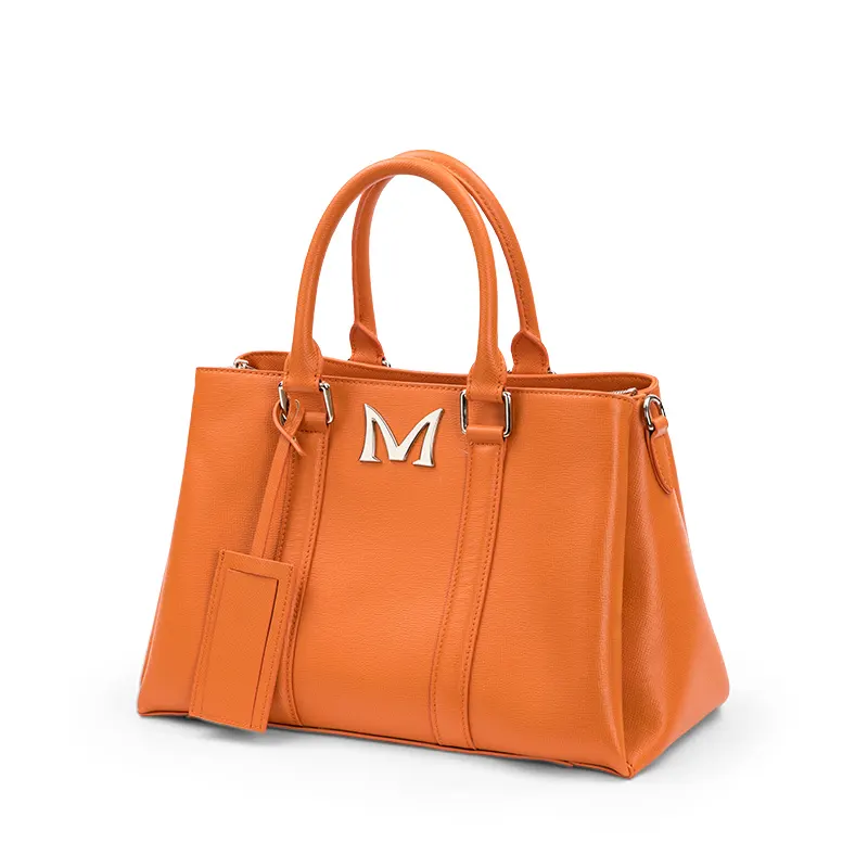 Luxe Custom Echt Koeienhuid Lederen Draagtas Voor Dames Originele Designer Merk Tas Echt Lederen Dames Handtas Metalen Logo