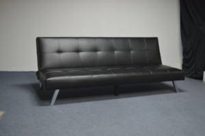 Divano <span class=keywords><strong>Classico</strong></span> in Vera Pelle Sintetica Nera, Divano Letto per <span class=keywords><strong>Soggiorno</strong></span> e Camera da Letto - Product Image 5