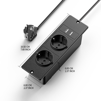Multiprise de Conférence Encastrée avec 2 Prises CA, 2 Ports USB-A, Bloc d'Alimentation de Bureau pour Table Basse ou Table d'Appoint