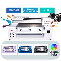 Printer UV Flatbed 9060 CMYK Tinta Putih LED UV Curing untuk Pembuatan Papan Nama, Periklanan, Hadiah Natal Custom, Printer Digital Flatbed