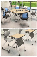 Table pliante empilable colorée, bureau minimaliste, design populaire, combinaison multifonctionnelle, lieu de travail, bibliothèque, table de lecture en métal