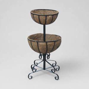 <span class=keywords><strong>Support</strong></span> de plante à 2 niveaux décoratif avec revêtement en coco écologique, <span class=keywords><strong>support</strong></span> de pot de fleurs en métal résistant aux intempéries pour patio et <span class=keywords><strong>balcon</strong></span> - Product Image 1