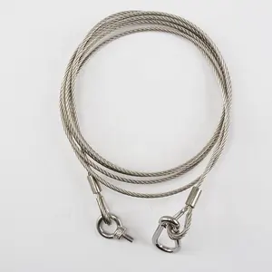 1.5/2.0/3.0/4.0mm Galvanized Steel Wire Rope Assembly With Carabiner Quick Link Lock Ring Hook