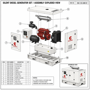 Groupe électrogène diesel 50-400KW, démarrage automatique, 1500/1800 tr/min, mobile, châssis ouvert, type super silencieux, contrôleur ATS inclus - Product Image 5