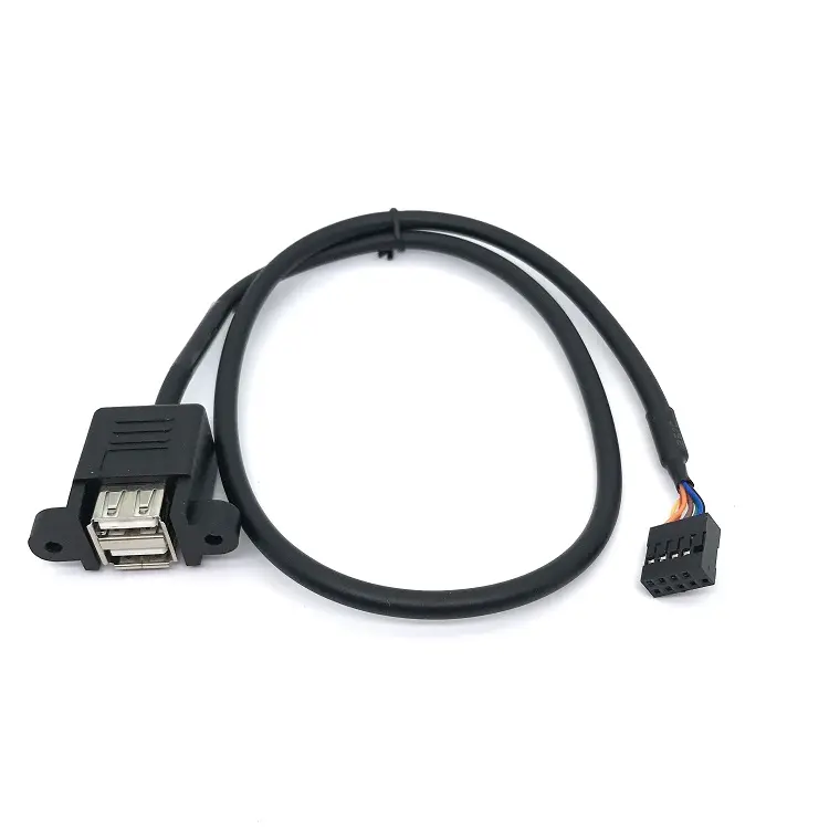 dual usb 2.0 female panel mount to 5 pin motherboard cable
