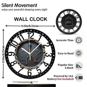 Horloge murale circulaire en fer de 25 cm de style pâtisserie française vintage avec motifs en spirale - Product Image 2
