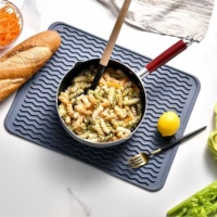 Tapis de séchage en silicone à motif vague, résistant à la chaleur, antidérapant, pour comptoir de cuisine, protection et égouttoir
