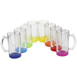 High Quality Sublimation Blank Logo Printed Cheap 16オンスClear Beer Glass Milk Coffee Mug CupとHandle