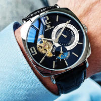 Montre mécanique automatique de luxe pour homme AOKULASIC 2126, cadran squelette à cœur ouvert avec phase de lune