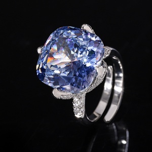 Fashion Jewelry Eco-friendly Copper 16*16MM Big Red Cubic Zirconia <b>Adjustable</b> Flower Open <b>Adjustable</b> <b>Ring</b> for Refined Everyday - Product Image 4