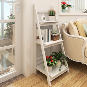 Soporte de planta de 3 niveles de madera maciza antigua, diseño elegante, estante de escalera para interiores/exteriores para decoración del hogar, estantes de pared en la sala de estar - Product Image 2