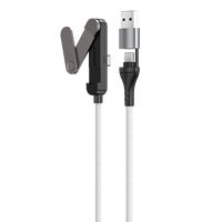 Câble de charge ultra-rapide 65W Type-C vers Type-C 2-en-1 avec support pliable multi-angle et conception triple pliage