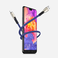Nouveau câble de charge rapide USB Type C en cuivre pur avec coque en alliage d'aluminium tressé en tissu bleu foncé durable de 1 m 2 m pour imprimante Android