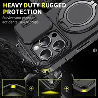 Coque de téléphone antichoc en TPU souple + PC rigide avec anneau métallique rotatif à 360° pour iPhone 15 Pro Max 13 12 11 14 16 Pro Max Plus