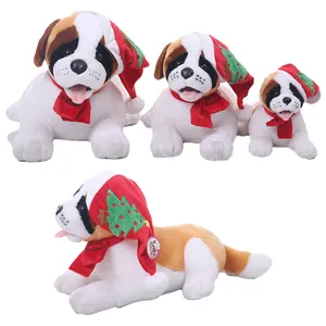 귀여운 봉제 크리스마스 박제 동물 장난감 개 봉제 만화 메리 크리스마스 봉제 개 장난감