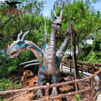 Statue de Dragon chinois, parc à thème, taille réelle, modèle de Dragon à trois têtes Animatronic