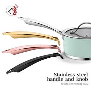 Горячая распродажа, посуда из нержавеющей стали, прямая форма, набор индукционной посуды, кастрюля и Сковорода со стеклянной крышкой - Product Image 5
