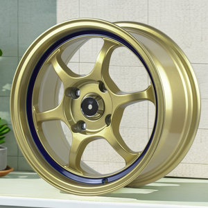 HAMMAL Nouvelle <span class=keywords><strong>jante</strong></span> de voiture 15x7 4x100 en alliage d'aluminium ET35 Gris canon de fusil avec ligne rouge, pièces automobiles légères et sportives pour la course - Product Image 5