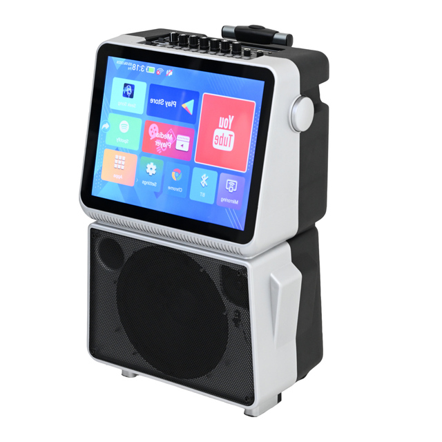 K08 Bocina Con Pantalla Video Karaoke Machine Altavoz De Karaoke Con Pantallas Portable Video Trolley Speaker with Wireless Mic