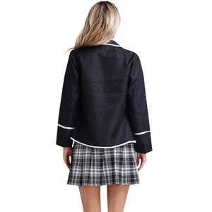 Uniforme scolaire JK pour femmes sur mesure, <span class=keywords><strong>style</strong></span> britannique, chemise à manches longues cintrée avec cravate, badge, broche, <span class=keywords><strong>jupe</strong></span> plissée - Product Image 2