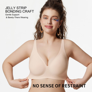 Soutien-gorge sans couture moulé à couverture complète, sans armatures, couleur unie, avec bande en gel, grande taille, pour femmes, vente en gros par fabricant OEM - Product Image 2