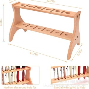 Organizador de peines de madera de 2 niveles, estante de almacenamiento de madera maciza para herramientas de peluquería, organización de escritorio, duradero - Product Image 4