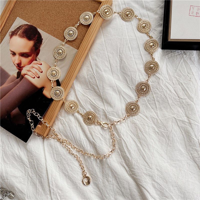 Navajo Vintage 90s Southwestern Gold Filigree Concho Chain