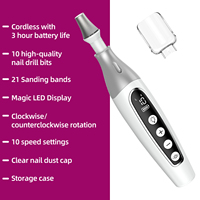 Ensemble professionnel de pédicure et de manucure rechargeable avec dissolvant de gel, dissolvant de cuticules, perceuse à ongles électrique portable, 10 vitesses