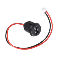 Conectores USB-C Hembra a Macho para Cargador, Conectores de Crimpado para Chasis, Negros, Redondos, Directos, Resistentes al Agua