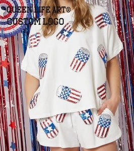 Phụ Nữ Của T Áo Sơ Mi Nhà Máy Vòng Cổ T Áo Sơ Mi Thêu Ống Màu Đỏ Sequin Bow Của Phụ Nữ Bông T Áo Sơ Mi Mỏng Phù Hợp Với Màu Đỏ Ống Sequin - Product Image 6