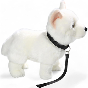 Peluche Realista de <span class=keywords><strong>Pastor</strong></span> Alemán Blanco, Cómodo Peluche de Animal de Dibujos Animados con Correa, Cachorro de Peluche para Niños - Product Image 3