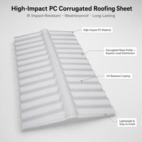 Tôle de polycarbonate ondulée transparente PC pour toiture de bâtiment