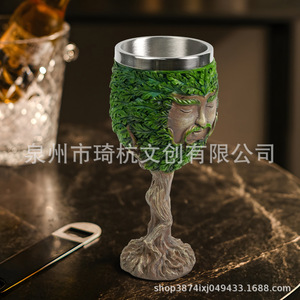 Verre à pied en résine d'arbre mythique 177 ml, isolation thermique en acier inoxydable, décoration de fête, ornement artisanal - Product Image 3